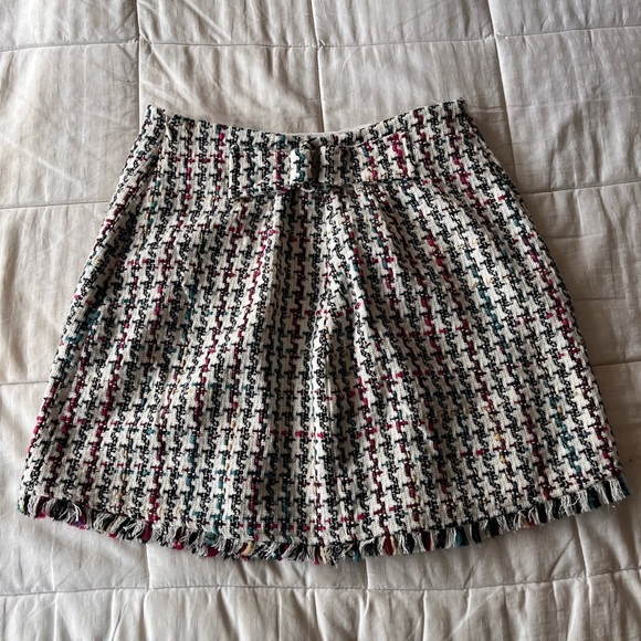 Leyden Tweed Houndstooth Raw Edge Skirt XS Multi - Picture 8 of 15